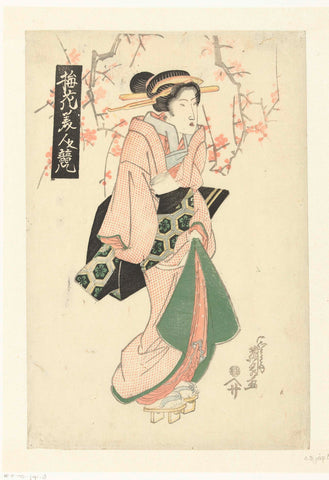 Courtisane under plum blossom, Keisai Eisen, 1820 - 1830 Canvas Print