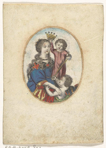 Madonna with Child and angel in oval, Frederik Bouttats (the Younger) (attributed to), after c. 1625 - c. 1675 Canvas Print