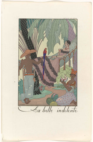 Falbalas and Fanfreluches: almanac of present, past & future fashions for 1923, 2nd year: La belle indolente / Antilles XIXe siècle, George Barbier, 1923 Canvas Print