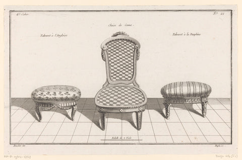 Chair and two pouves, Nicolas Dupin, 1772 - 1779 Canvas Print