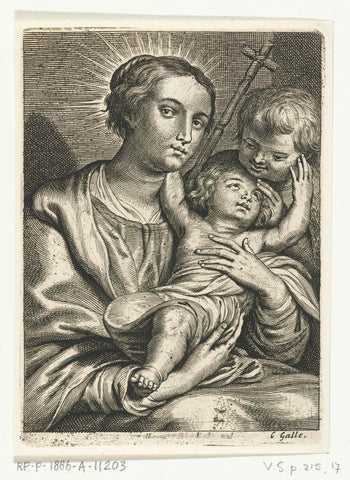 Mary with child and John the Baptist, Schelte Adamsz. Bolswert, 1596 - 1678 Canvas Print