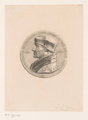 Medal with portrait of Erasmus from 1519, Auguste Danse, 1881 Canvas Print