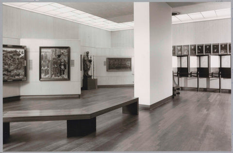 Room seen to the northeast with paintings, maps, a statue and a clock, 1991 Canvas Print