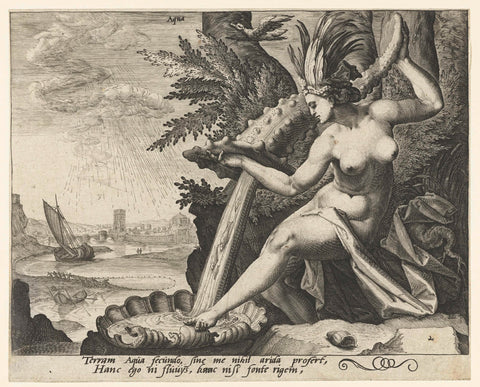 The element of water, Jacob de Gheyn (II) (attributed to), 1588 - 1592 Canvas Print