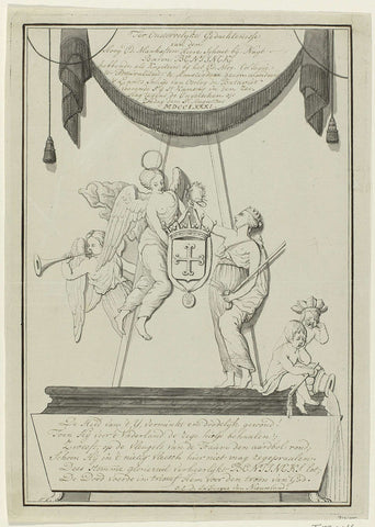 Design for memorial to the grave of Wolter Jan Gerrit baron Bentinck, 1781, Isaac Lodewijk la Fargue van Nieuwland, 1781 Canvas Print