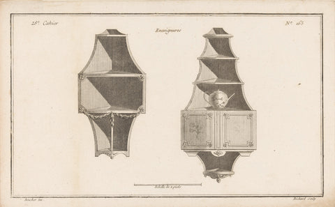 Two hanging corner cabinets, Jean-Baptiste Bichard, 1772 - 1779 Canvas Print