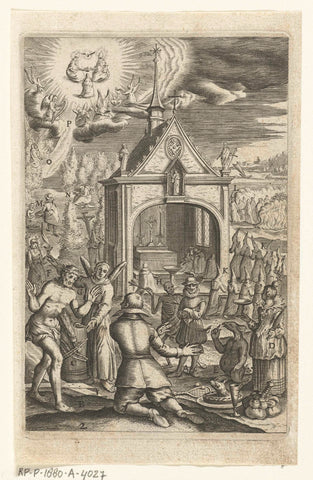 Emblem with man who renounces his earthly possessions and converts to the Christian faith, Boetius Adamsz. Bolswert, 1623 Canvas Print