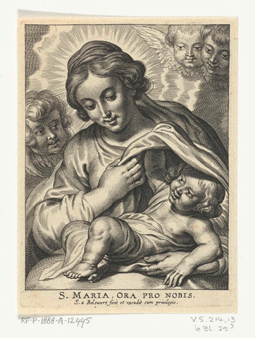 Mary with Child and Cherubim, Schelte Adamsz. Bolswert, c. 1596 - c. 1659 Canvas Print