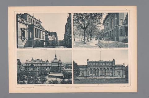 Four faces of Hamburg, depicted the city theatre, the gymnasium, the concert hall and the Kunsthalle, Wilhelm Dreesen, 1894 Canvas Print