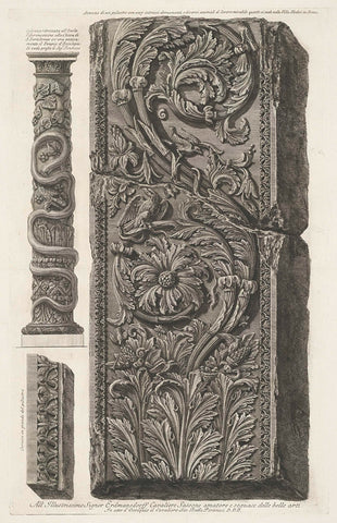 Ornamental pilaster and column with winding snake, Giovanni Battista Piranesi, 1778 Canvas Print