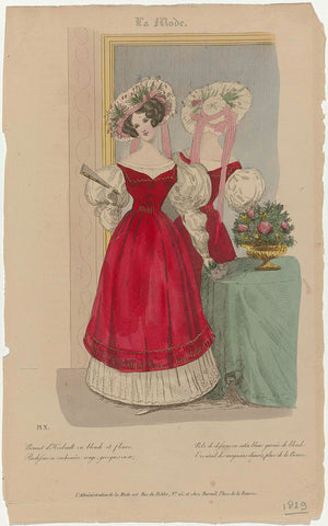 La Mode, 1829, Pl. 10 : Bonnet d'Herbault en blond (...), anonymous, 1829 Canvas Print