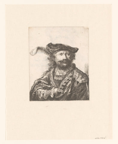 Self-portrait in a velvet cap with plume, Constantino Cumano, 1770 - 1803 Canvas Print