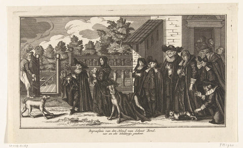 Funeral of the dog of Schout Bondt, 1634, anonymous, 1705 - 1707 Canvas Print