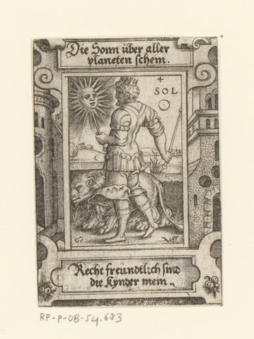 Sol with a Lion (sign of the zodiac), Virgil Solis, 1524 - 1562 Canvas Print