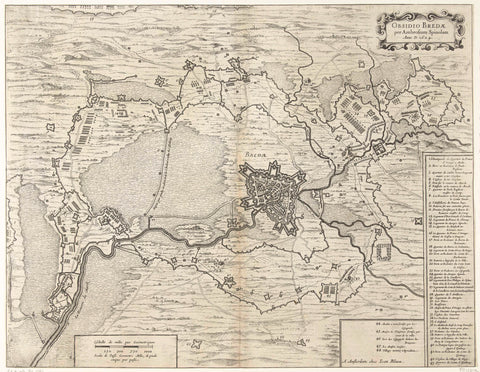 Map of the Siege of Breda, 1624, anonymous, 1647 - 1649 Canvas Print