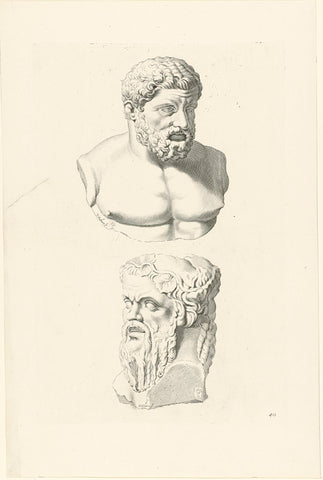 Busts of Hercules and a satyr, Theodor Matham, 1640 Canvas Print