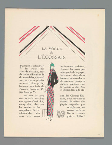 Gazette du Bon Ton, No. 2 - 1923, 6th Year, p. 49: La Vogue de l'Écossais, Lucien Vogel, 1923 Canvas Print