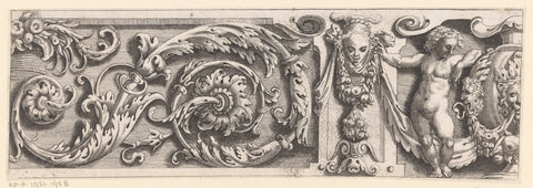 Rank with acanthus leaves and putto with vase, anonymous, 1640 Canvas Print