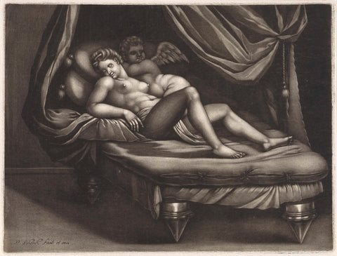 Cupid and Psyche, Pieter Schenk (I), 1670 - 1713 Canvas Print