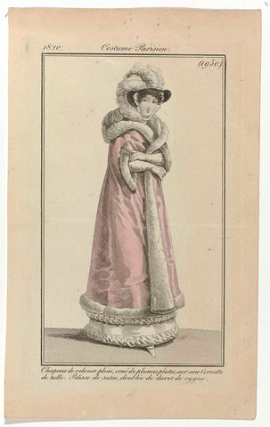 Journal des Dames et des Modes, Costume Parisien, 20 December 1820, (1950): Chapeau de velvet plein (...), anonymous, 1820 Canvas Print