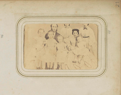 Portrait of a family with six children, anonymous, c. 1880 - c. 1900 Canvas Print