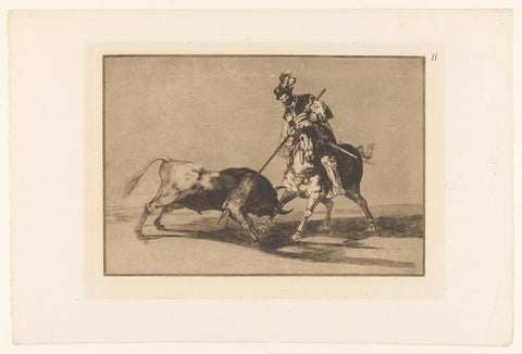 Rodrigo Díaz de Vivar injures a bull, Francisco de Goya, 1876 Canvas Print