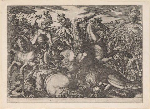 Cavalry fight close together, Antonio Tempesta, 1601 Canvas Print