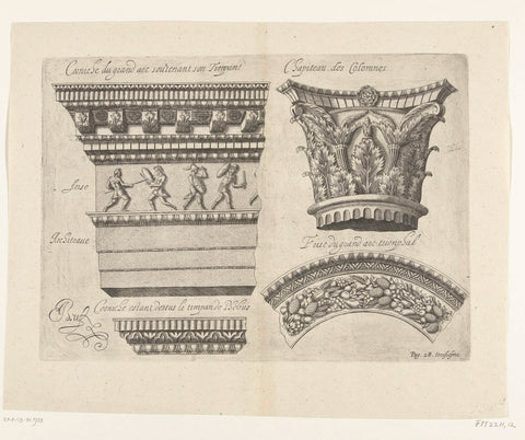 Frisians and a capital on the Roman triumphal arch in Orange, 1639, Jean Beuf, 1637 - 1640 Canvas Print