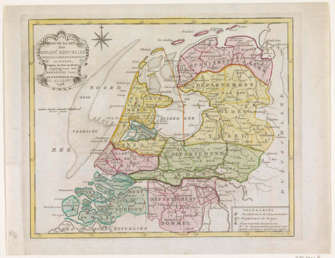 Map of de Batavian Republic, 1798, Cornelis of Baarsel, 1798 Canvas Print