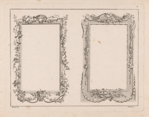 Frames with horn of plenty and caduceus, Pierre Gabriel Berthault, 1778 Canvas Print