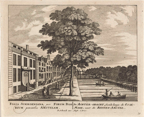 View of the Achtergracht (Falckstraat) in Amsterdam, anonymous, 1757 - 1766 Canvas Print