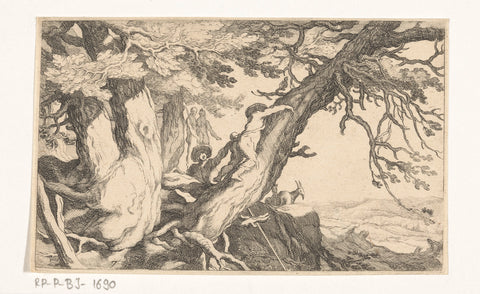 Landscape with trees, Frederick Bloemaert, after 1635 Canvas Print