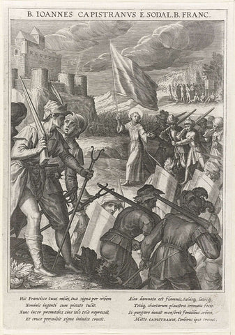 Saint John of Capestrano leads the Hungarian troops at the siege of Belgrade, Raphaël Sadeler (I), 1615 Canvas Print