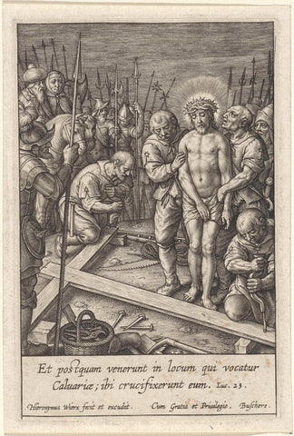 Christus naast het kruis, Hieronymus Wierix, 1563 - before 1619 Canvas Print