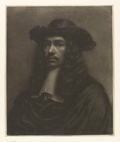 Self-portrait of Wallerant Vaillant with hat, Wallerant Vaillant, 1658 - 1677 Canvas Print