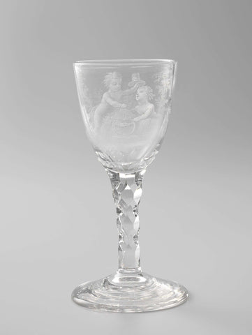 Chalice glass with a representation that possibly relates to the alliance with the French Republic in 1795 and Masonic symbols, anonymous, c. 1795 Canvas Print