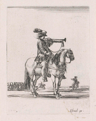 Trumpeter on horseback, Stefano della Bella, 1620 - 1664 Canvas Print