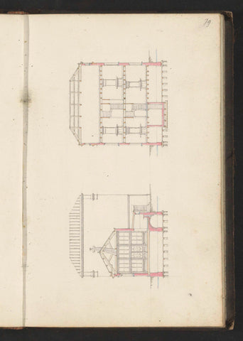 Cross-sections of a building, Willem Springer Jr., c. 1864 Canvas Print