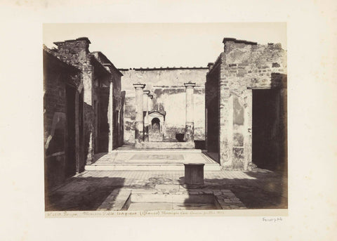 Remains of the House of the Tragic Poet in Pompeii, with a mosaic in the middle, anonymous, c. 1865 - c. 1875 Canvas Print