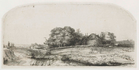 Cottages and a Hay Barn on the Diemerdijk, Rembrandt van Rijn, 1650 Canvas Print