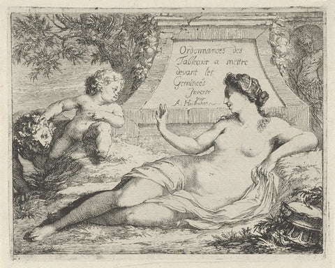 Venus spied on by a satyr, Arnold Houbraken, 1688 - 1700 Canvas Print