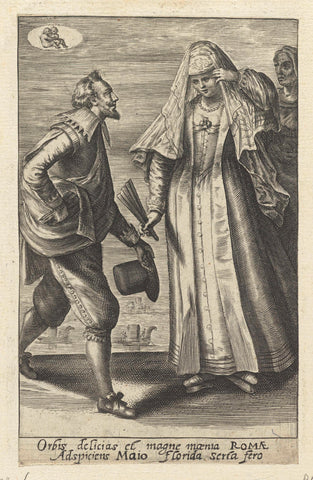 May: a couple from Rome, Crispijn van de Passe (II), 1604 - 1670 Canvas Print