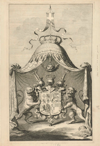 Coat of arms of Savoy flanked by two lions, Jan Luyken, 1682 Canvas Print