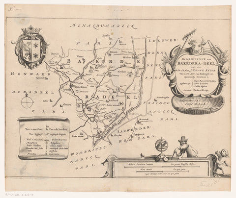 Map of the grietenij Baarderadeel, Jacob van Meurs (possibly), 1664 Canvas Print