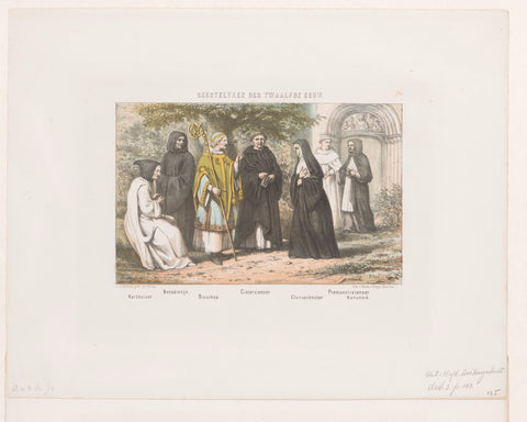 Costumes of the clergy in the twelfth century, David van der Kellen (1827-1895), 1857 - 1864 Canvas Print