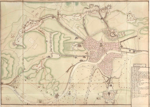 Plattegrond van Luik, ca. 1701-1715, Samuel Du Ry de Champdoré, 1701 - 1715 Canvas Print