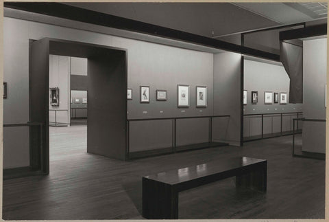 Room with various prints, a bench for visitors and two passageways, c. 1969 Canvas Print