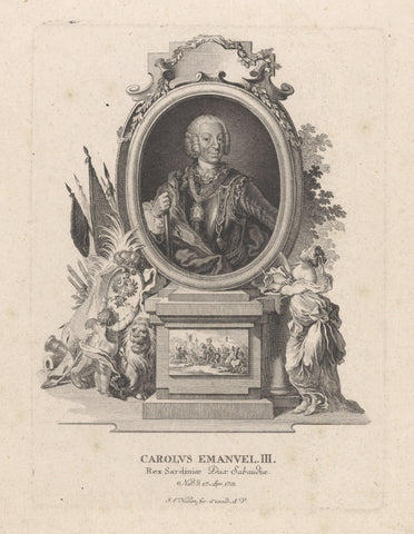 Portrait of Charles Emmanuel III, Johann Esaias Nilson, 1731 - 1788 Canvas Print