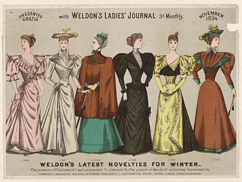 Weldon's Ladies'Journal, november 1894, No. 92, anonymous, 1894 Canvas Print