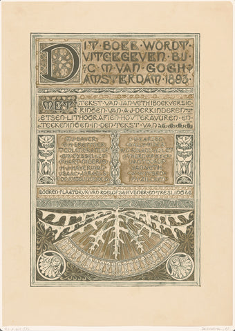 Colophon van Gedenkboek: Keuze-tentoonstelling van Hollandsche schilderkunst uit de jaren 1860-1892, held in Amsterdam in Arti et Amicitiae, Antoon Derkinderen, 1893 - 1894 Canvas Print